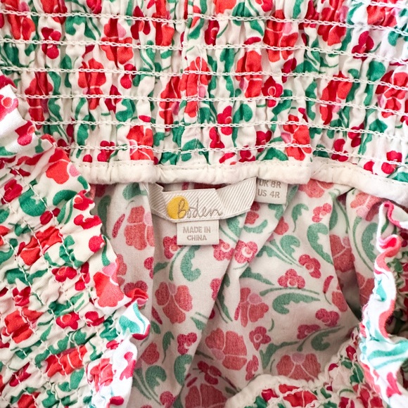 Boden Floral A Line Skirt Size 4 Red Green Cotton Print Smocked Waist Detail - Picture 5 of 6